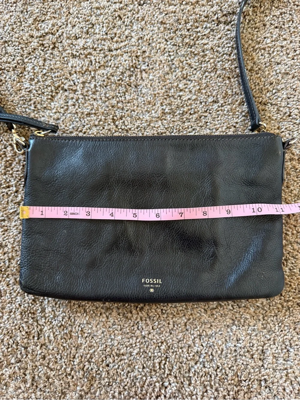 FOSSIL Black Pebbled Leather Crossbody